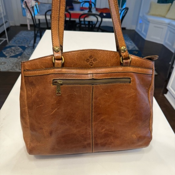 Patricia Nash Poppy Tote Heritage Shoulder Bag, Italian Leather, Tan, Top Zip - Picture 3 of 16